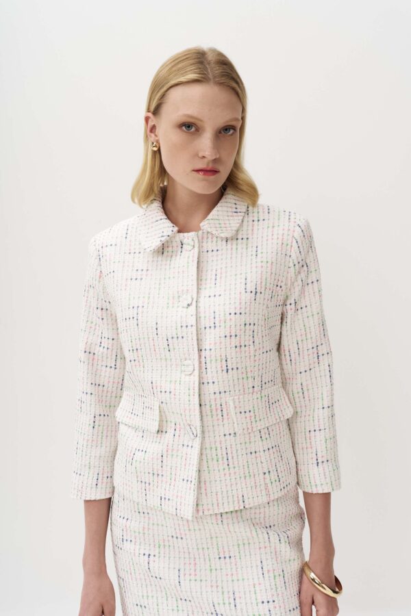 Jacket with tweed collar multi