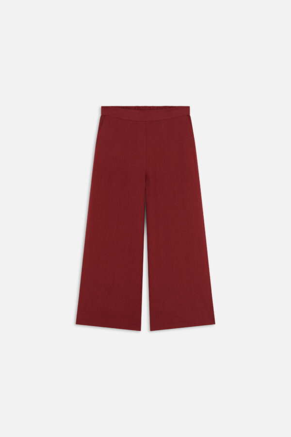 100% linen trousers burgundy woman