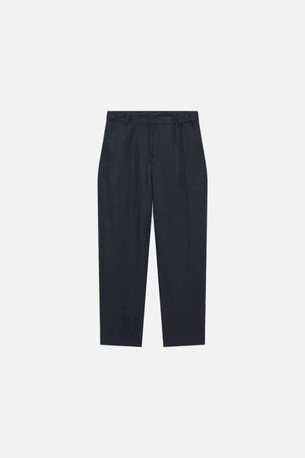 Τrousers 100% linen navy blue woman