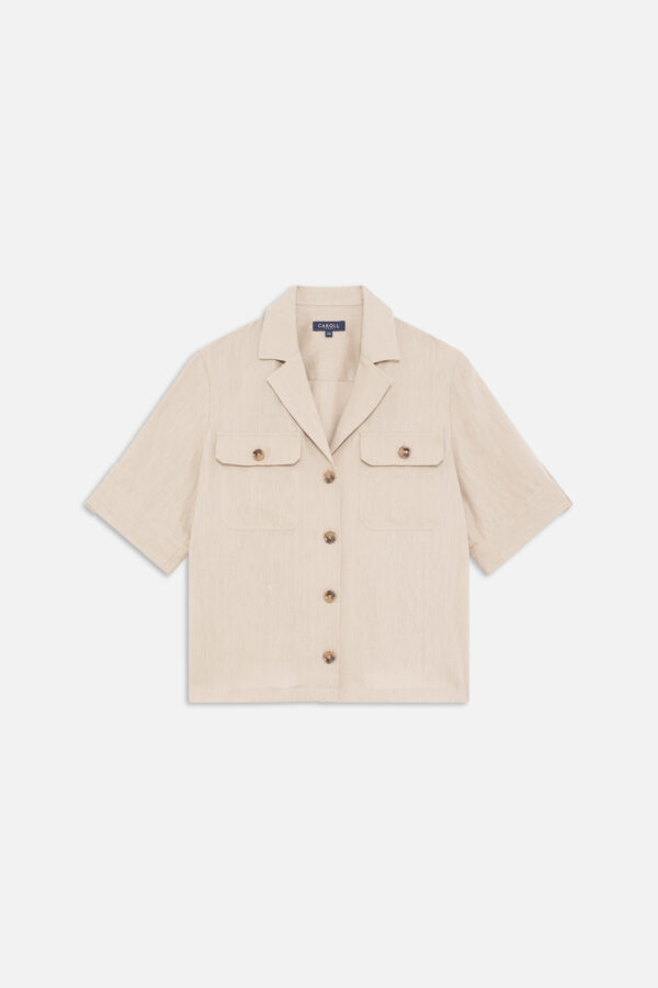 Shirt 100% linen taupe woman