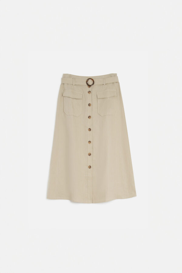 Skirt 100% linen taupe woman