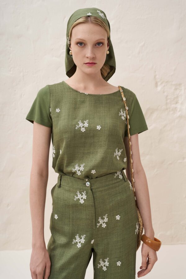 Μπλούζα με broderie κέντημα εμπρός