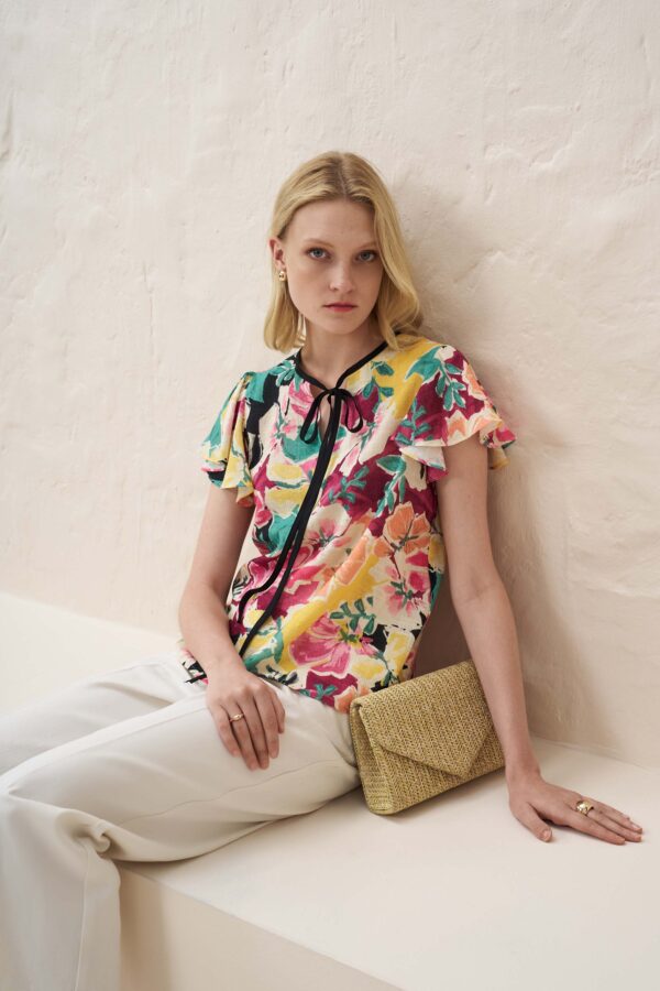 Τοπ με ρέλι print fleurs