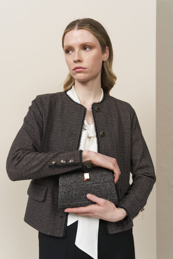 Ζακέτα herringbone με mohair ρέλι