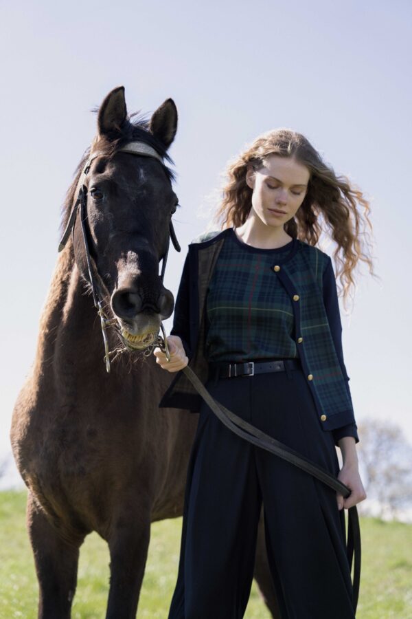 Μπλούζα κοντομάνικη σε ζακάρ tartan