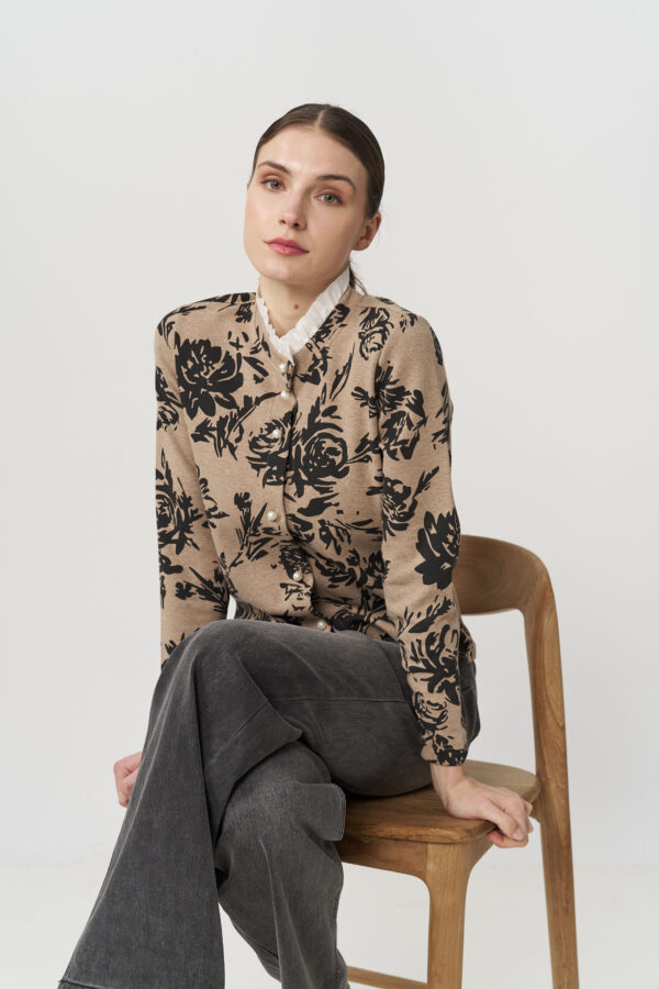 Ζακέτα flower print με βολάν